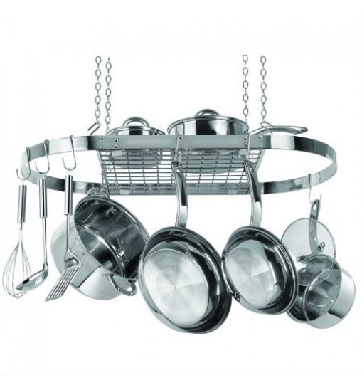 Stainless Steel Oval Pot Rack for Kitchen Cookware Storage