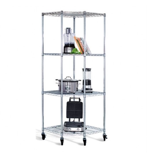 Heavy Duty 4-Tier Corner Storage Rack Shelving Unit with Casters