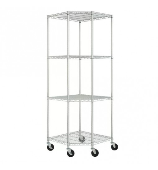 Heavy Duty 4-Tier Corner Storage Rack Shelving Unit with Casters