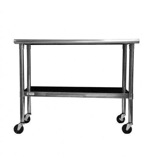 2ft x 4ft Stainless Steel Top Kitchen Prep Table with Locking Casters Wheels