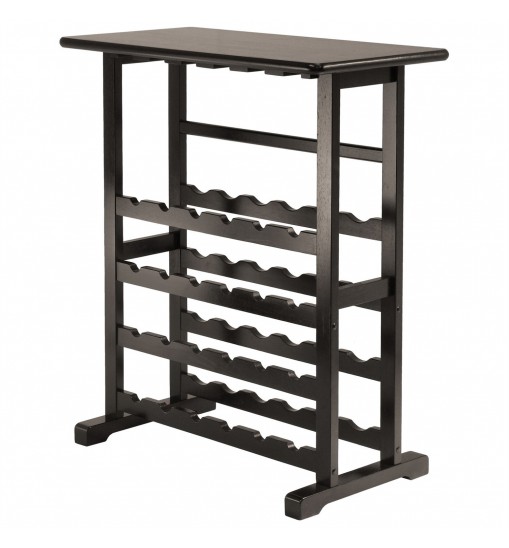 Floor-Standing Dark Espresso Brown 24-Bottle Wine Rack