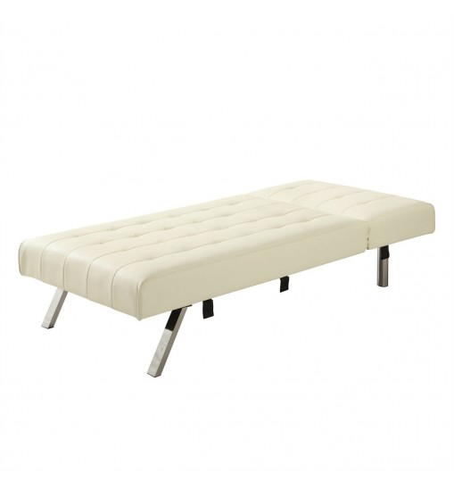 Vanilla Chaise Lounge Sleeper Bed with Contemporary Chrome Legs