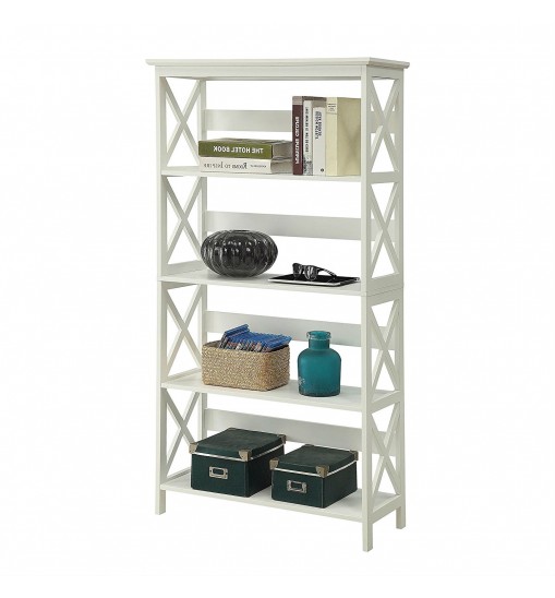 Glossy White 5-Shelf Bookcase