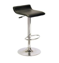 Contemporary ABS Air-Lift Swivel Bar Stool in Black Faux Leather