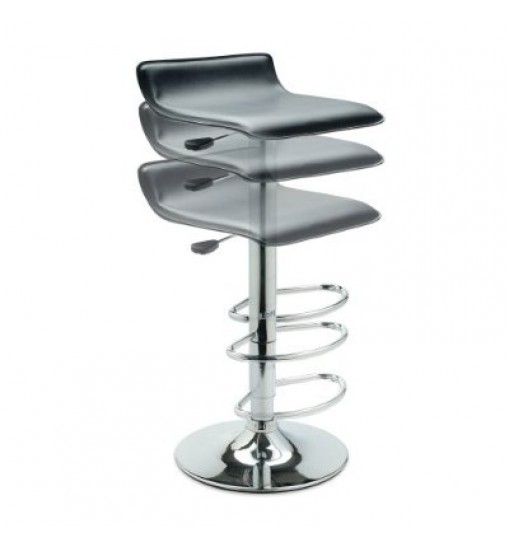 Contemporary ABS Air-Lift Swivel Bar Stool in Black Faux Leather