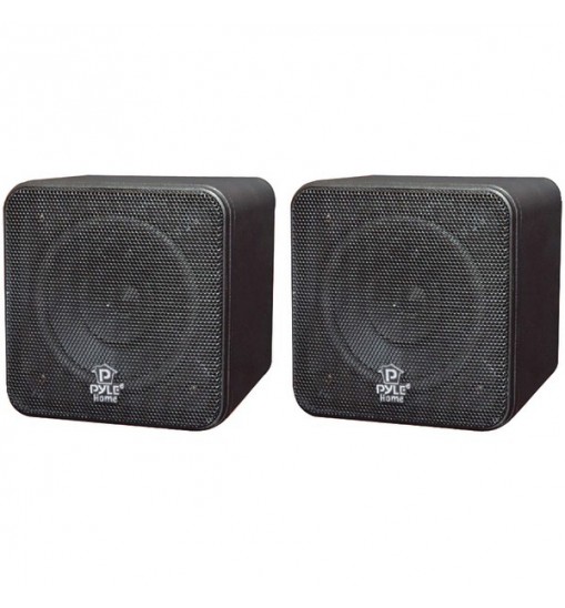 Pyle Home PCB4BK 4" 200-Watt Mini-Cube Bookshelf Speakers (Black)