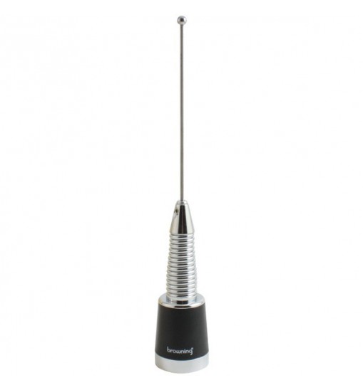 Browning BR-158-S 200-Watt Pretuned Wide-Band 144 MHz to 174 MHz 2.4-dBd-Gain VHF Silver Antenna with Spring and NMO Mounting