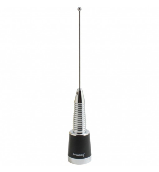 Browning BR-158-S 200-Watt Pretuned Wide-Band 144 MHz to 174 MHz 2.4-dBd-Gain VHF Silver Antenna with Spring and NMO Mounting