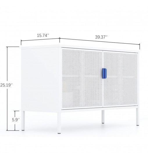 Metal Storage Locker Cabinet, Adjustable Shelves Free Standing Ventilated Sideboard Steel Cabinets for Office,Home