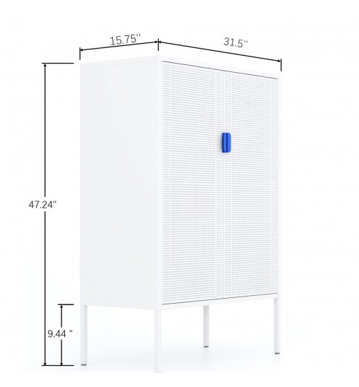 Metal Storage Locker Cabinet, Adjustable Shelves Free Standing Ventilated Sideboard Steel Cabinets for Office,Home