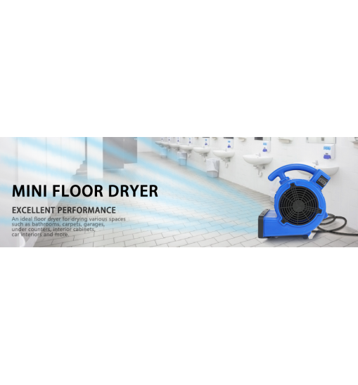 Simple Deluxe Air Mover, 305 CFM Mini Floor Blower Fan for Water Damage, Blue, 12 Inch