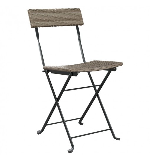 Folding Bistro Chairs 8 pcs Gray Poly Rattan and Steel