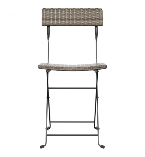 Folding Bistro Chairs 8 pcs Gray Poly Rattan and Steel