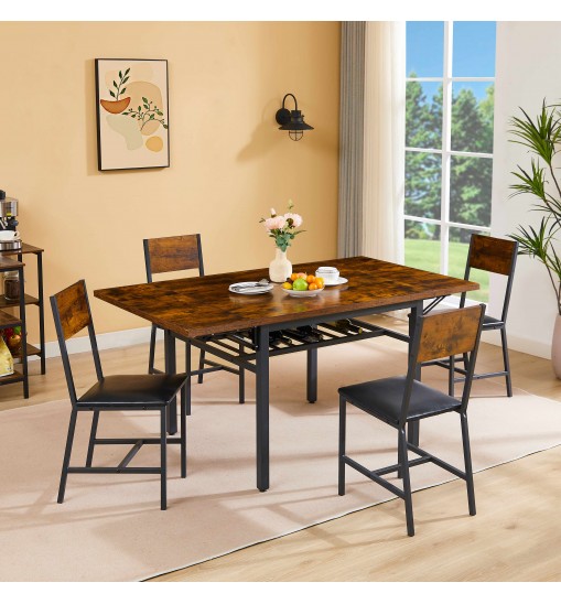 Folding Dining Table, 1.2 inches thick table top, for Dining Room, Living Room, Rustic Brown, 63.2'' L x 35.5'' W x 30.5'' H.