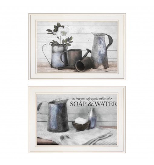 "Soap / Floral" 2-Piece Vignette by Robin-Lee Vieira, White Frame