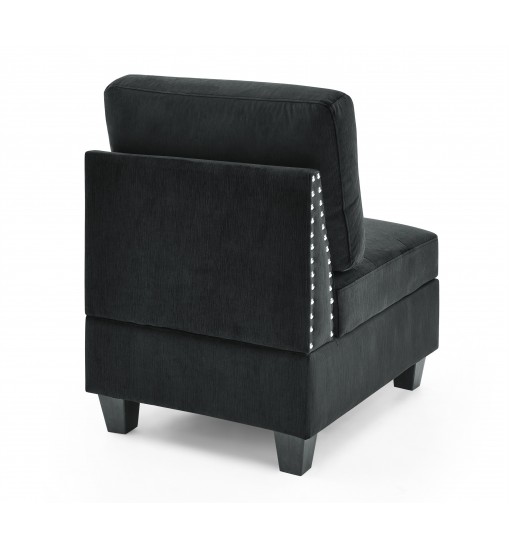 Single Chair for Modular Sectional,Black Velvet (26.5"x31.5"x36")