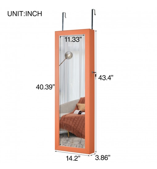 Fashion Simple Jewelry Storage Mirror Cabinet With LED Lights Can Be Hung On The Door Or Wall