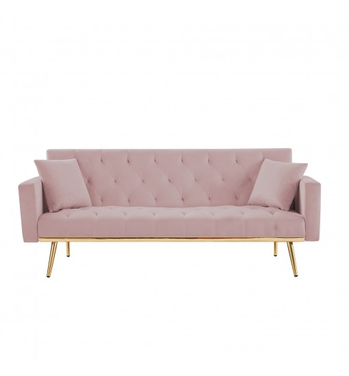 PINK Convertible Folding Futon Sofa Bed , Sleeper Sofa Couch for Compact Living Space.