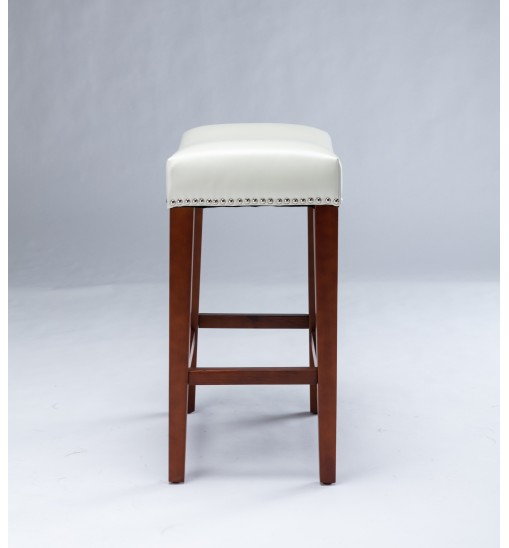 White Leather Barstool 2 pcs Set