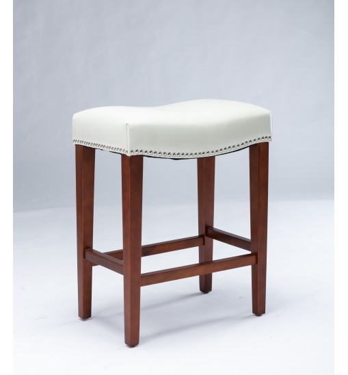 White Leather Barstool 2 pcs Set