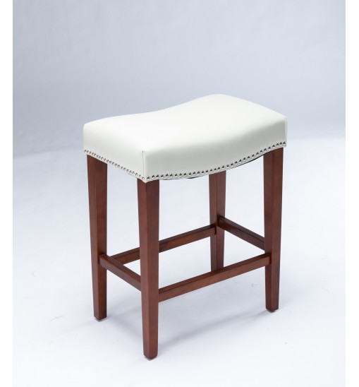 White Leather Barstool 2 pcs Set