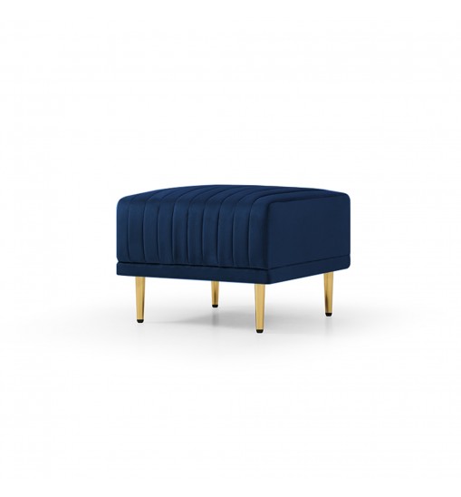 Navy Blue Channel Tufted Ottoman Bench Upholstered Velvet Footrest Stool Accent Bench for Entryway Living Room Bedroom