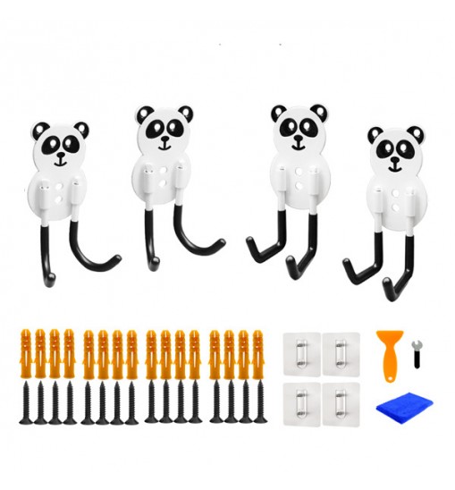 Self-adhesive non-marking hooks,cute and safe panda heavy object hooks,strong rotatable hooks for garage storage, garden, fence, flower stand hooks, family children's backpack hooks,