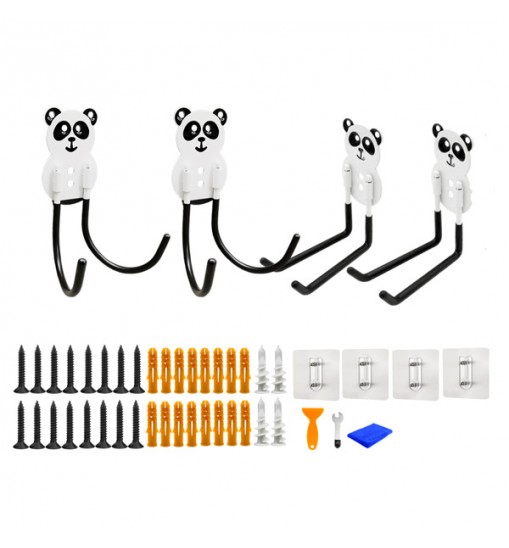 Self-adhesive non-marking hooks, cute and safe panda heavy object hooks, strong rotatable hooks for garage storage, garden, fence, flower stand hooks, family children's backpack hooks, skateboards,