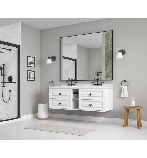 60*23*21in Wall Hung Doulble Sink Bath Vanity Cabinet Only in Bathroom Vanities without Tops