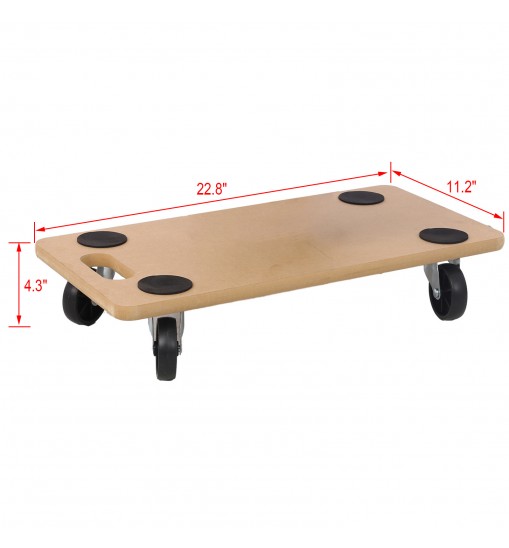 Furniture Moving Dolly, Heavy Duty Wood Rolling Mover with Wheels for Piano Couch Fridge Heavy Items, Securely Holds 500 Lbs (2pcs 22.8" x11.2" Platform)