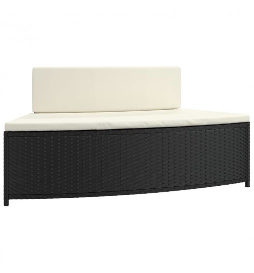 Spa Benches with Cushions 2 pcs Black Poly Rattan