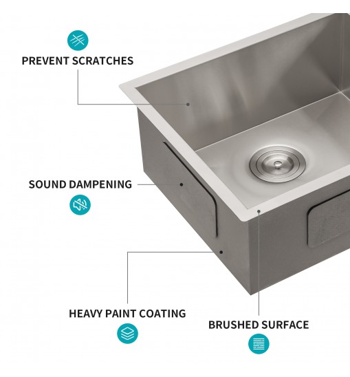 23 Inch Undermount Sink - Single Bowl Stainless Steel Kitchen Sink 18 Gauge 9 Inch Deep Kitchen Sink Basin