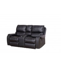 Faux Leather Reclining Sofa Couch Loveseat Sofa for Living Room Black