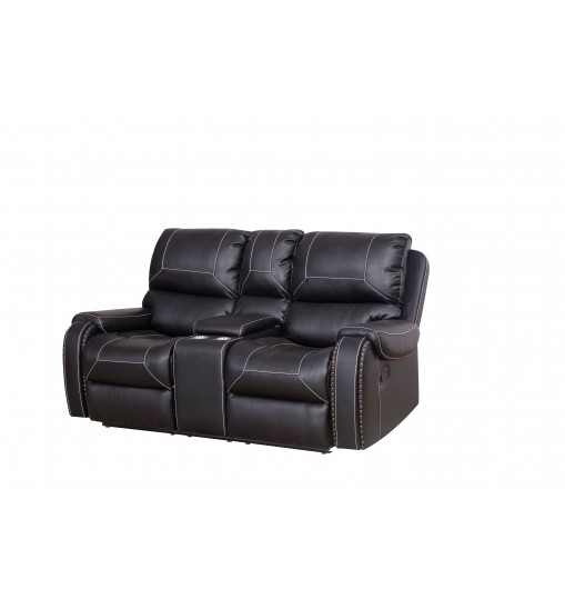 Faux Leather Reclining Sofa Couch Loveseat Sofa for Living Room Black