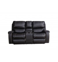 Faux Leather Reclining Sofa Couch Loveseat Sofa for Living Room Black