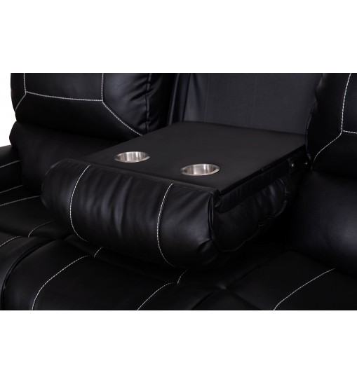 Faux Leather Reclining Sofa Couch Loveseat Sofa for Living Room Black