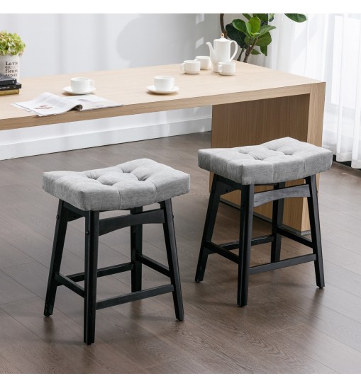 A&A Furniture,Counter Height 25" Stools for Kitchen Counter Backless Faux Leather Stools Farmhouse Island Chairs (25 Inch, Gray,Set of 2), SW1838GY