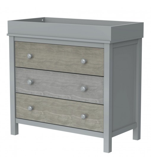 3-Drawer Changer Dresser with Removable Changing Tray in Gray