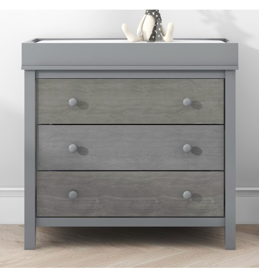 3-Drawer Changer Dresser with Removable Changing Tray in Gray