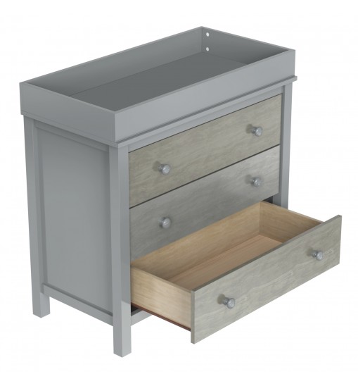 3-Drawer Changer Dresser with Removable Changing Tray in Gray