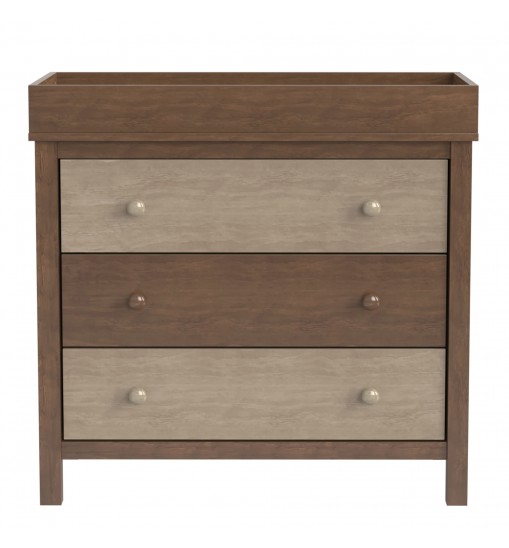 3-Drawer Changer Dresser with Removable Changing Tray in Brown