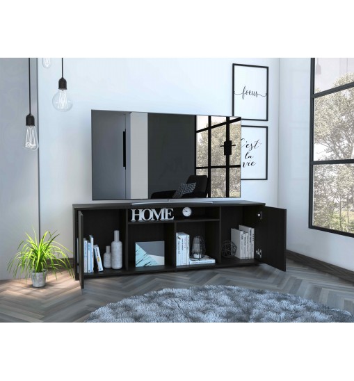 Falmouth Rectangle 3-Shelf TV Stand Black Wengue