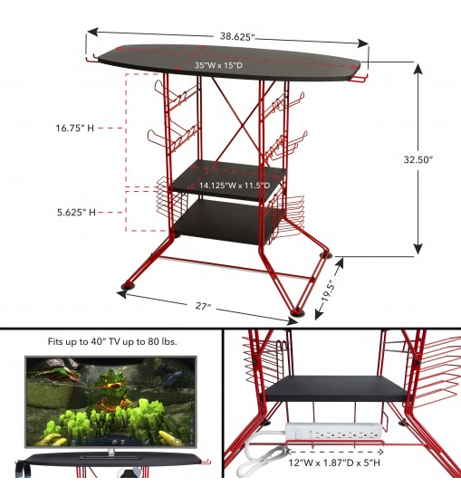 Stand- Atlantic Centipede TV/Gaming Storage XL Black/Red