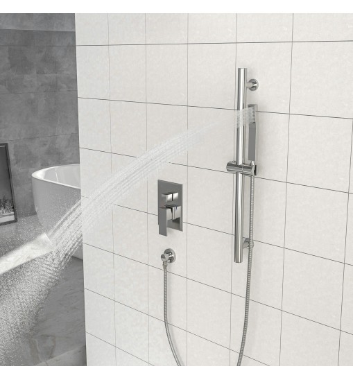 Shower System with Adjustable Slide Bar,10 Inch Wall Mounted Square Shower System with Rough-in Valve, Brushed Nickel