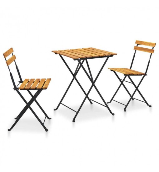 3 Piece Folding Bistro Set Solid Acacia Wood