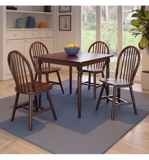 Mornay 5-Pc Dining Table with Windsor Chairs; Walnut