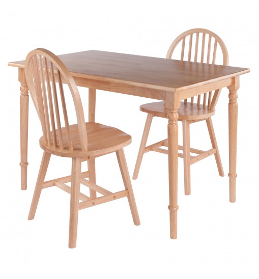 Ravenna 3-Pc Dining Table with Windsor Chairs; Natural