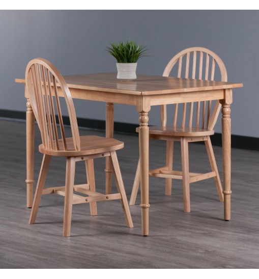 Ravenna 3-Pc Dining Table with Windsor Chairs; Natural