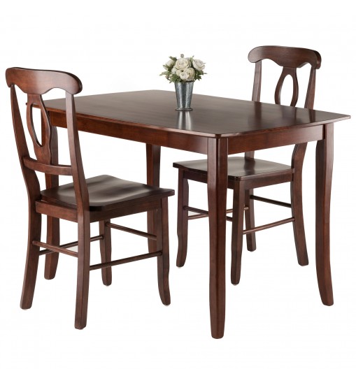 Inglewood 3-Pc Dining Table with Key Hole Chairs; Walnut