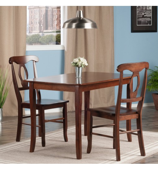 Inglewood 3-Pc Dining Table with Key Hole Chairs; Walnut